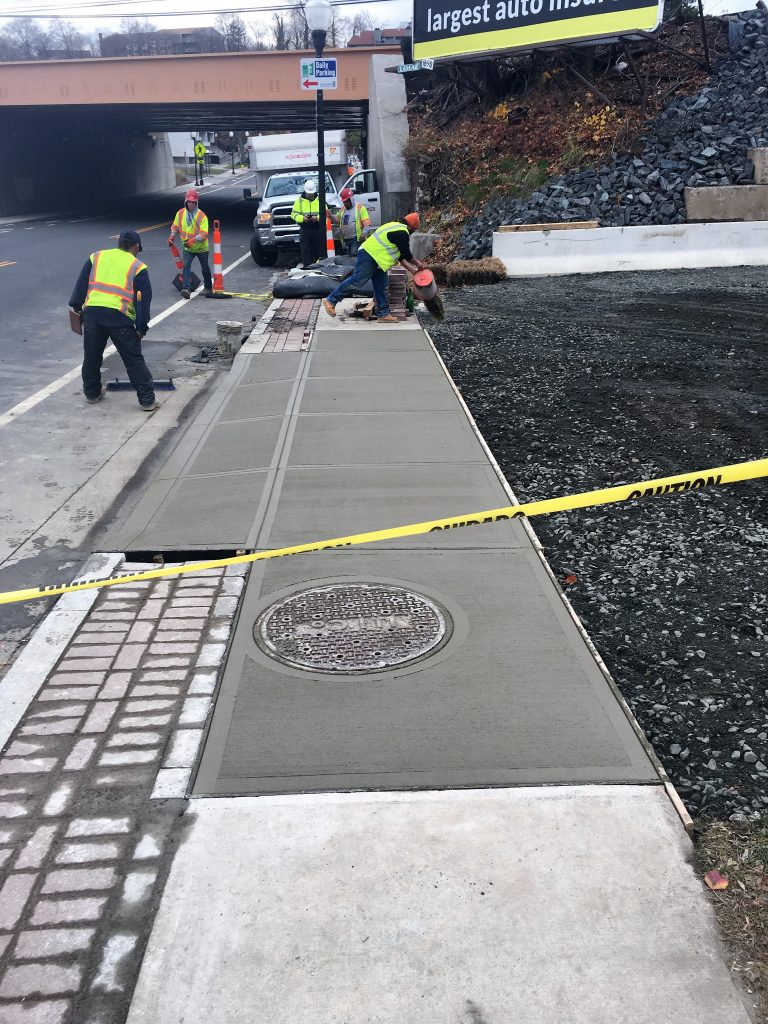 Sidewalk being formed