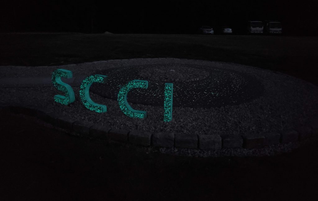 SCCI glow-in-the-dark concrete letters without blacklight